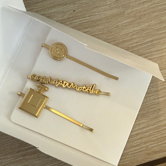 Brand new Chanel gold color  Hairpin Set of 3 - Picture 1 of 1